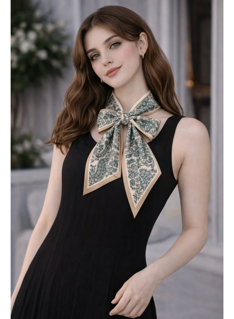 أولودينيز  وشاح حريري صغير للنساء – إكسسوار طويل نحيف بطبعات أنيقة - Image 3